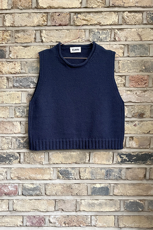 Raye Cotton Merino Knitted Vest Navy