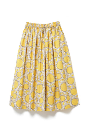 Tina Gathered Midi Skirt Yellow Liberty Sunflower Print