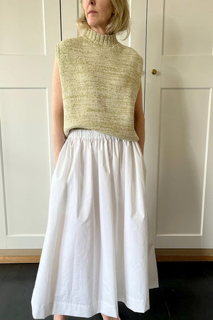 Tina Gathered Midi Skirt White