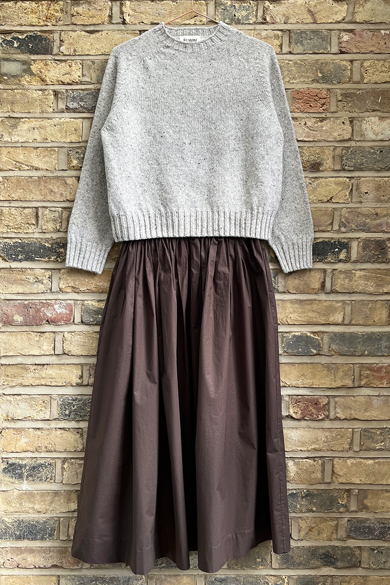 Tina Gathered Midi Skirt Brown