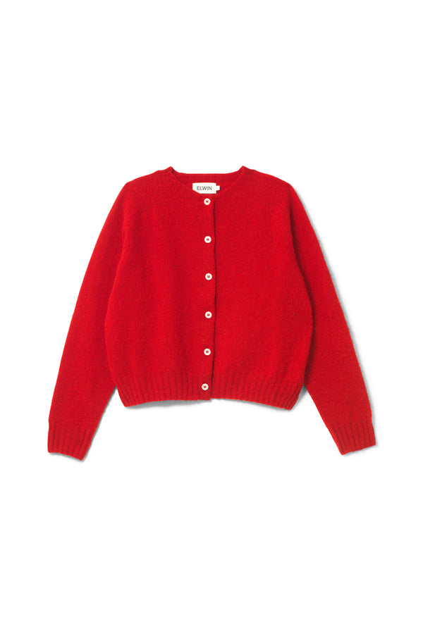 Ada Lambswool Cardigan Berry Red Elwin Studio UK ELWIN