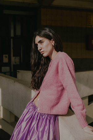 Tina Gathered Midi Skirt Silk Lilac