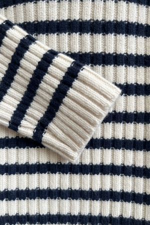 Alma Funnel Neck Sweater Navy Stripe