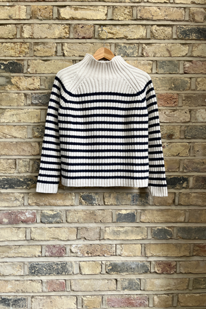 Alma Funnel Neck Sweater Navy Stripe