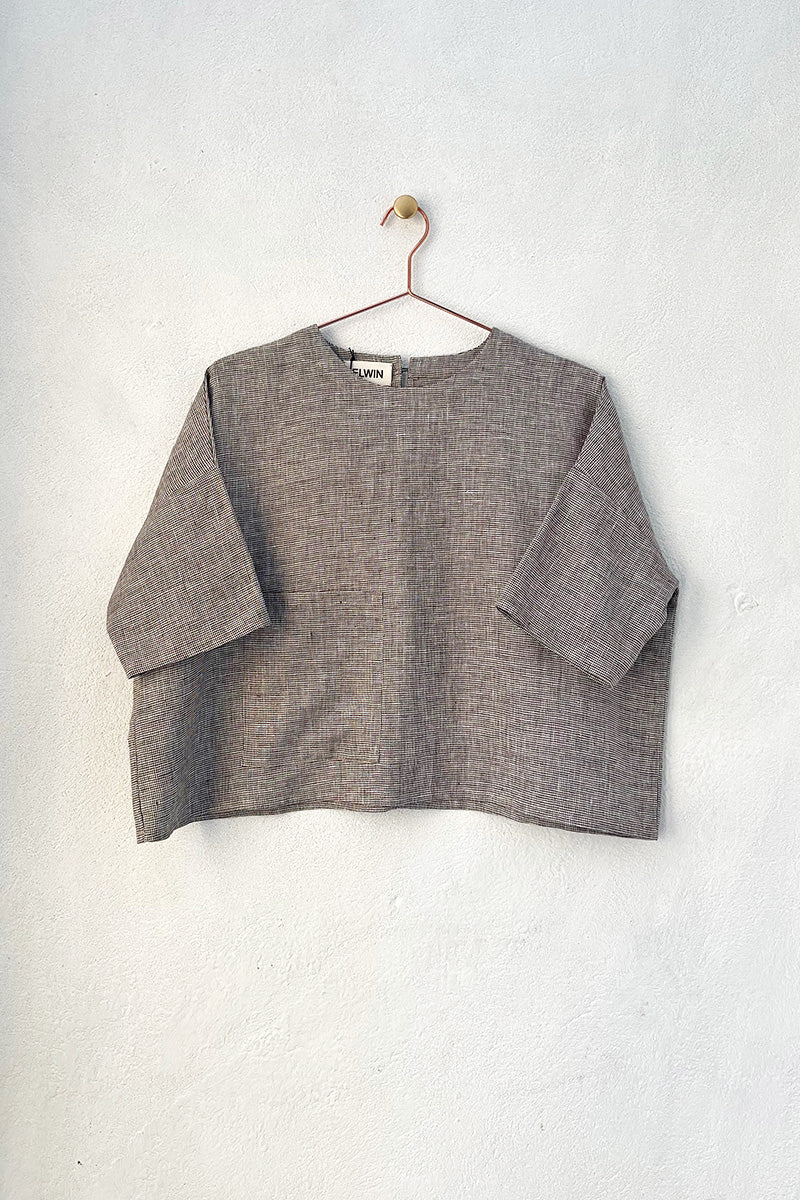 Anni Top Microcheck Linen