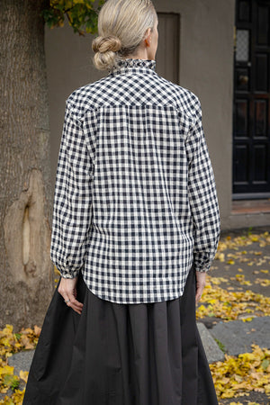 Elsie Handloom Frill Shirt Black and White Check