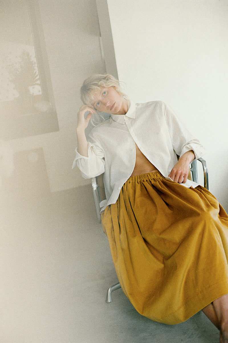 Tina Corduroy Midi Skirt Yellow Ochre