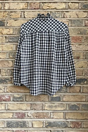 Elsie Handloom Frill Shirt Black and White Check