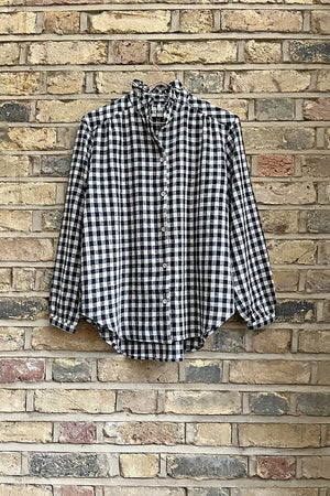 Elsie Handloom Frill Shirt Black and White Check