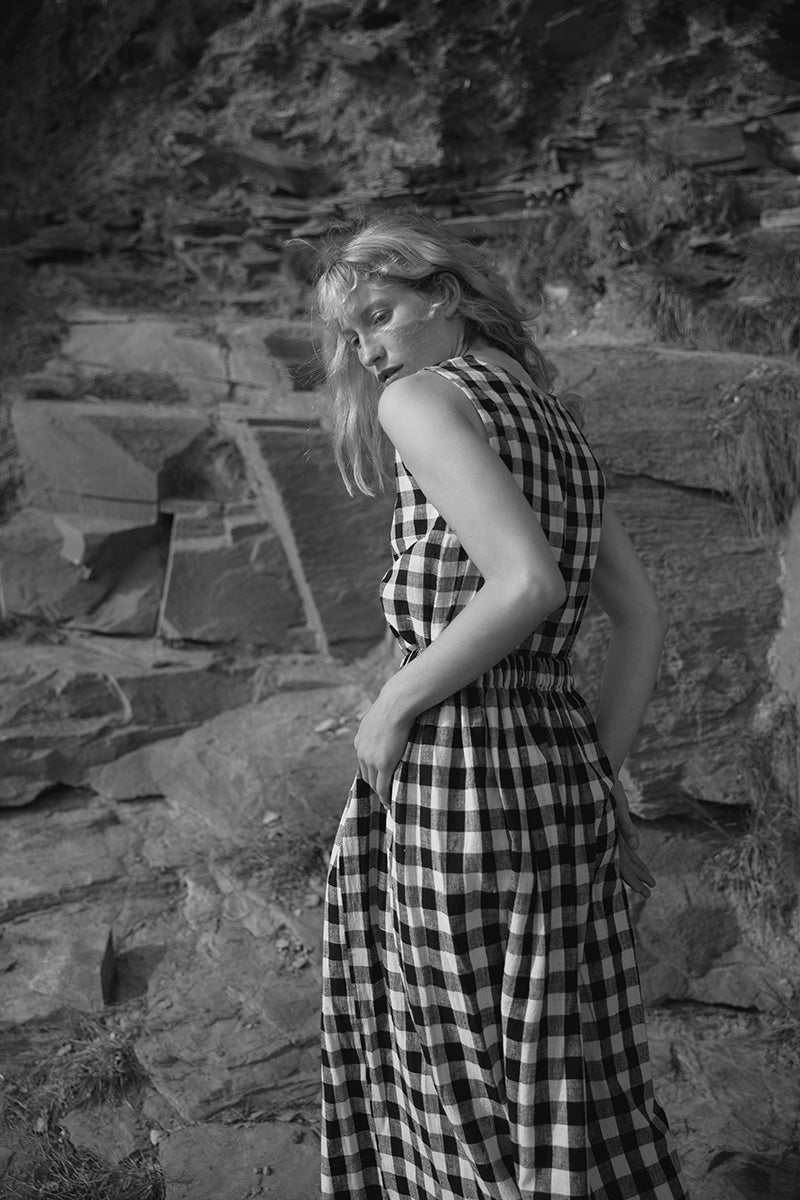 Tina Gathered Midi Skirt Gingham Kala Cotton