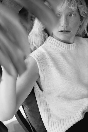 Raye British Wool Knitted Vest Ecru