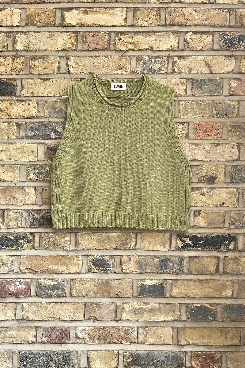 Raye Cotton Merino Knitted Vest Pistachio