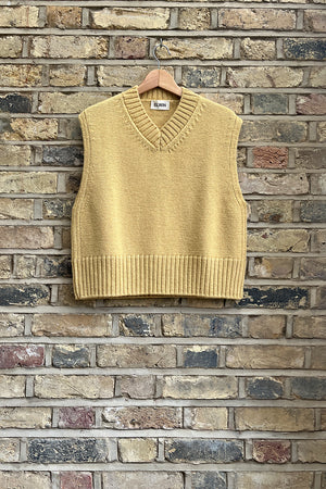 Raye British Wool V Neck Vest Butter Yellow