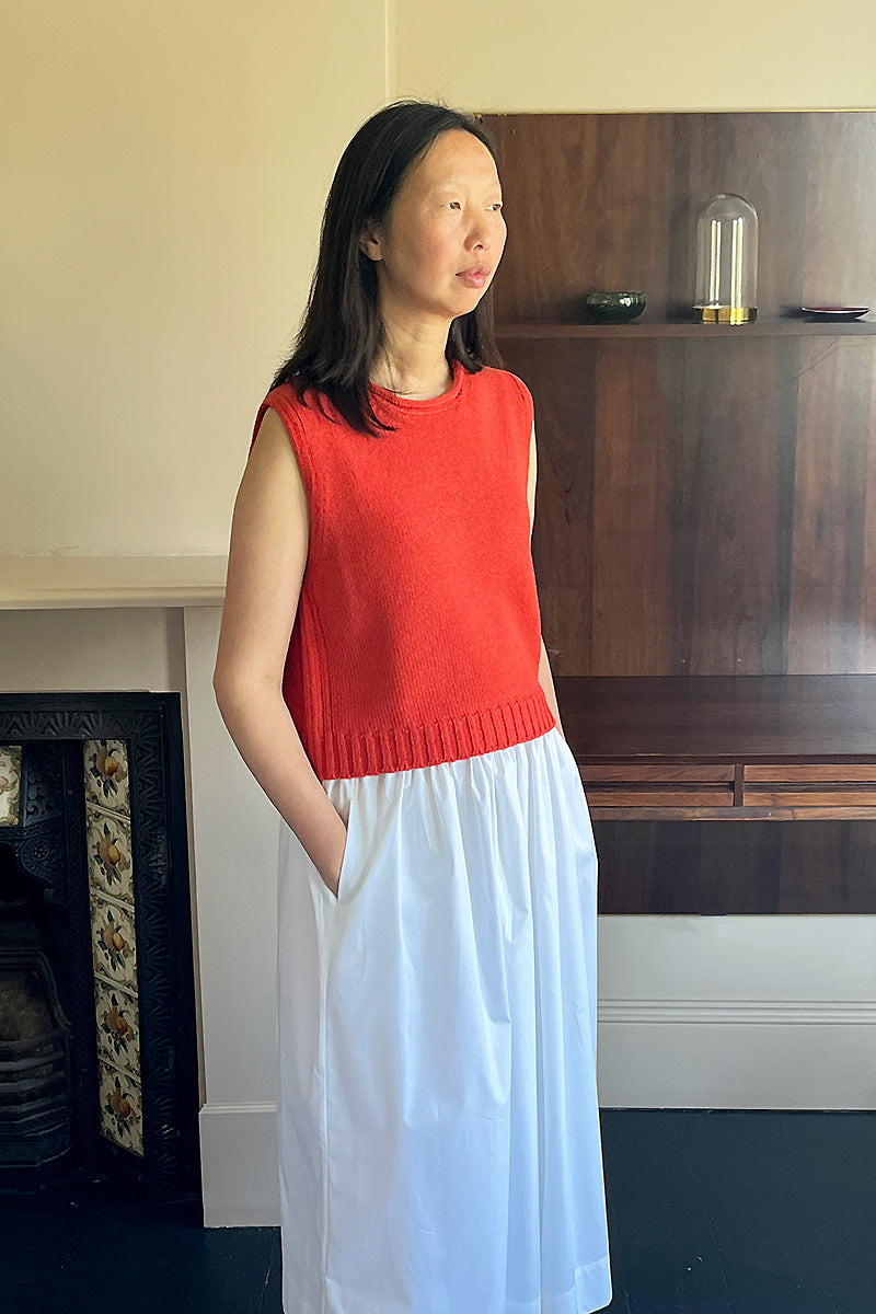 Raye Cotton Merino Knitted Vest Flame