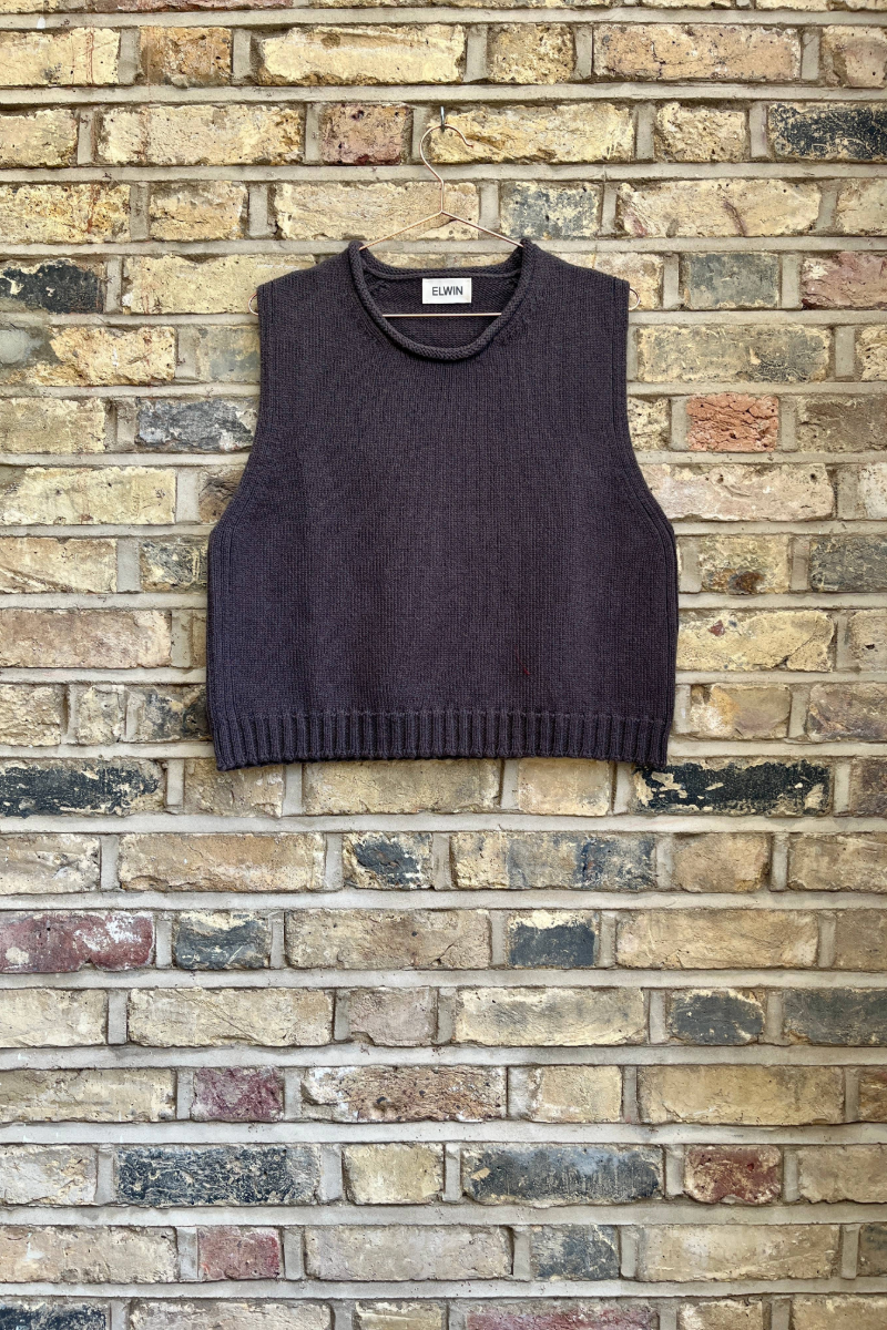 Raye Cotton Merino Knitted Vest Truffle Brown