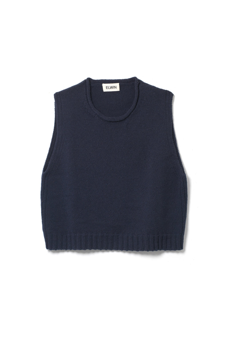 Raye Cotton Merino Knitted Vest Navy