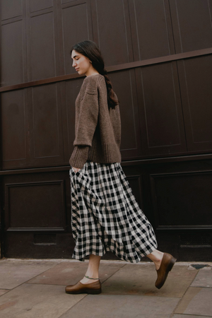 Tina Gathered Midi Skirt Gingham Kala Cotton