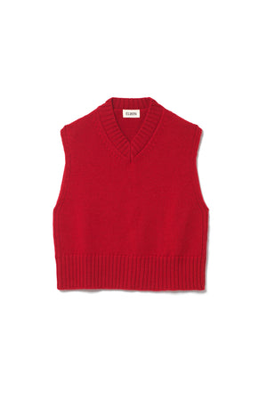 Raye British Wool V Neck Vest Red