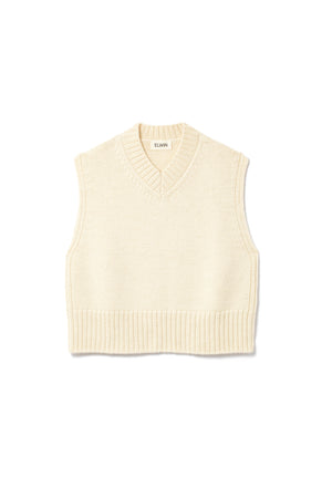 Raye British Wool V Neck Vest Ecru