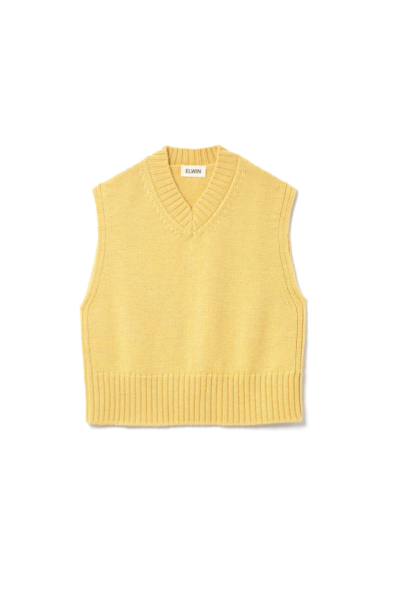 Raye British Wool V Neck Vest Butter Yellow