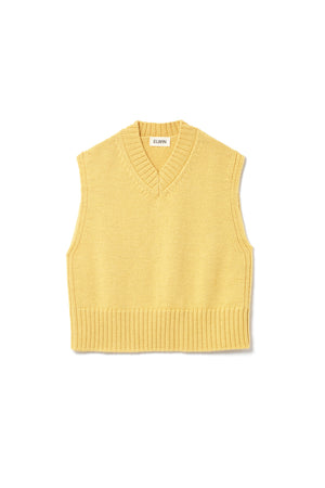 Raye British Wool V Neck Vest Butter Yellow