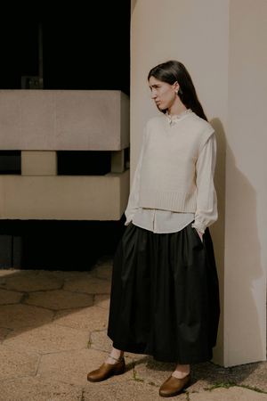 Raye British Wool V Neck Vest Ecru