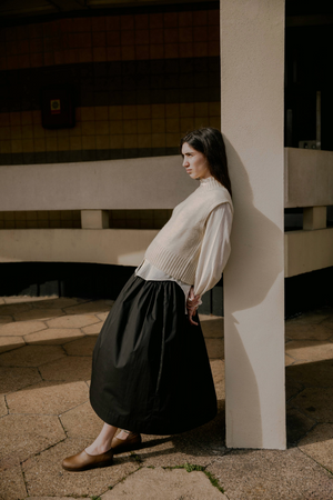 Raye British Wool V Neck Vest Ecru