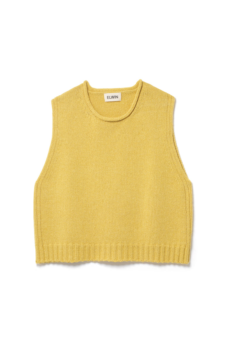 Raye Cotton Merino Knitted Vest Yellow Ochre