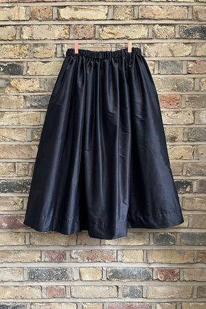 Tina Gathered Midi Skirt Silk Black