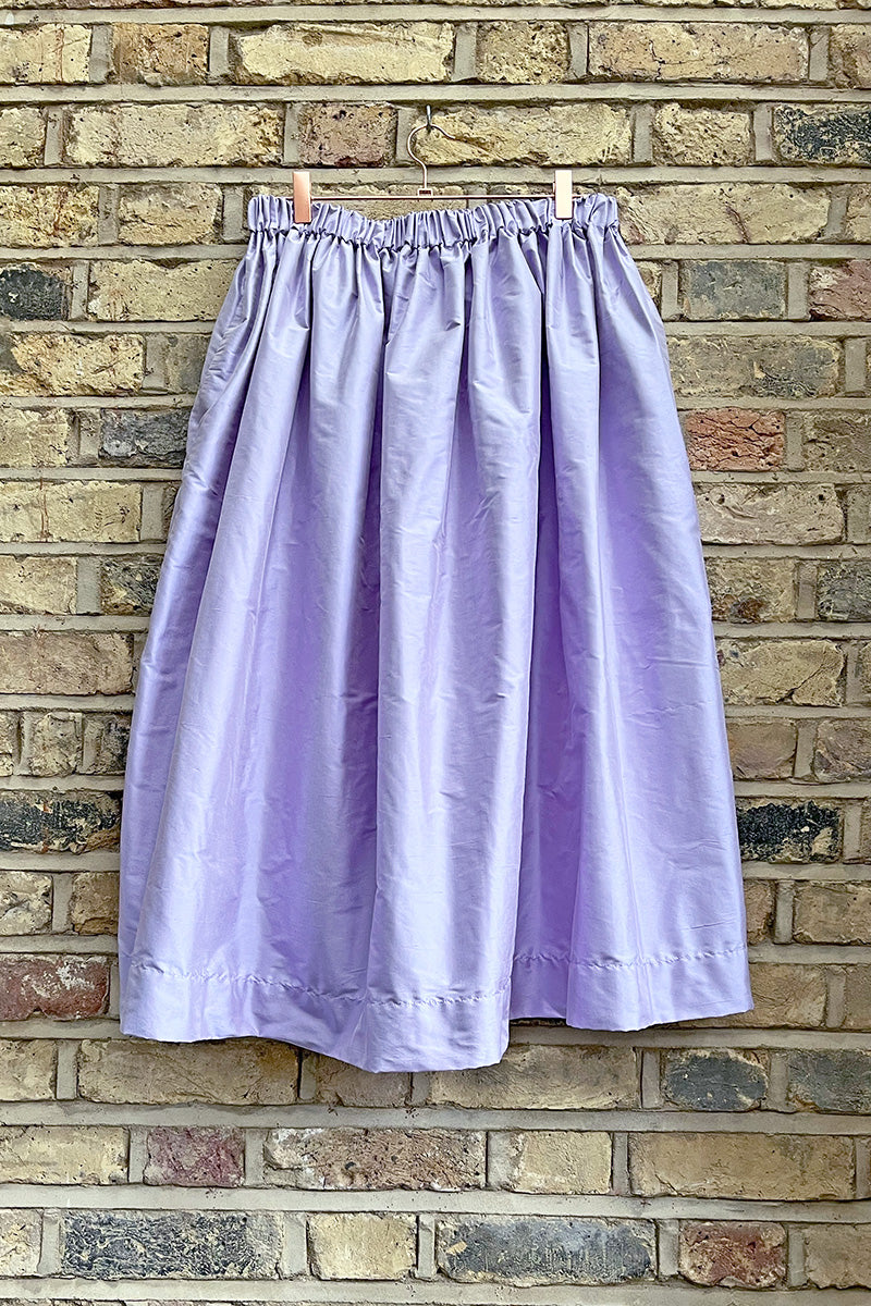 Tina Gathered Midi Skirt Silk Lilac