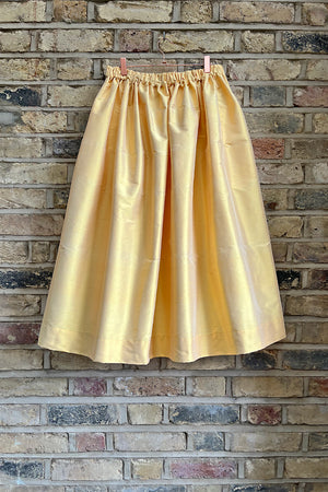 Tina Gathered Midi Skirt  Yellow Silk