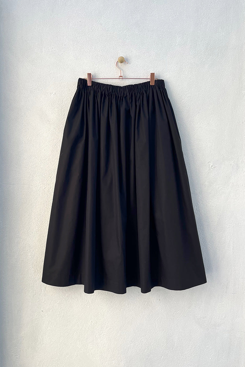 Tina Gathered Midi Skirt Black