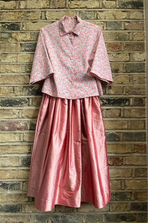 Tina Gathered Midi Skirt Silk Rose Pink