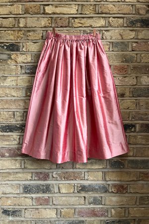 Tina Gathered Midi Skirt Silk Rose Pink
