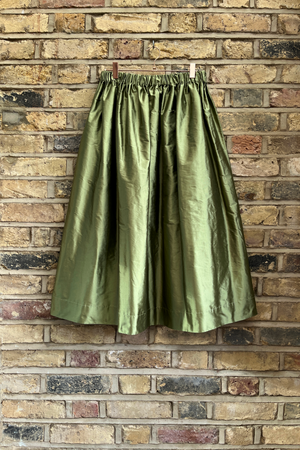 Tina Silk Gathered Midi Skirt Pistachio