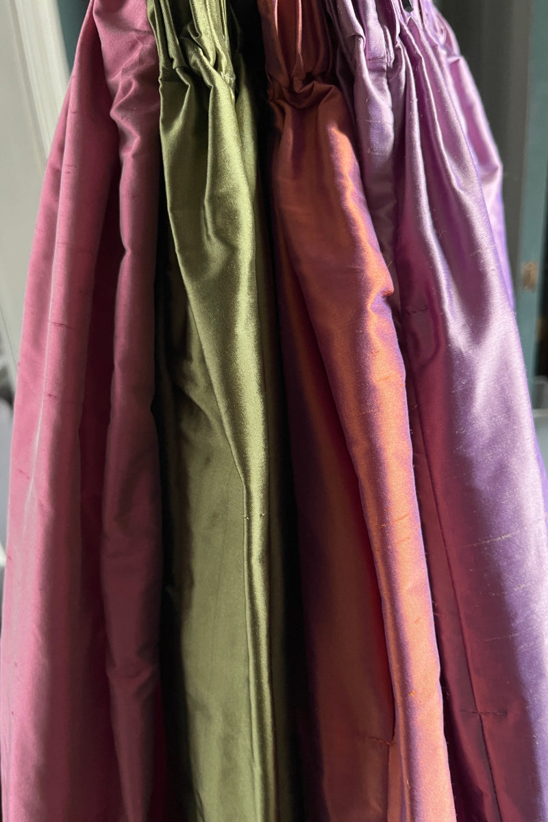 Tina Silk Gathered Midi Skirt Pistachio