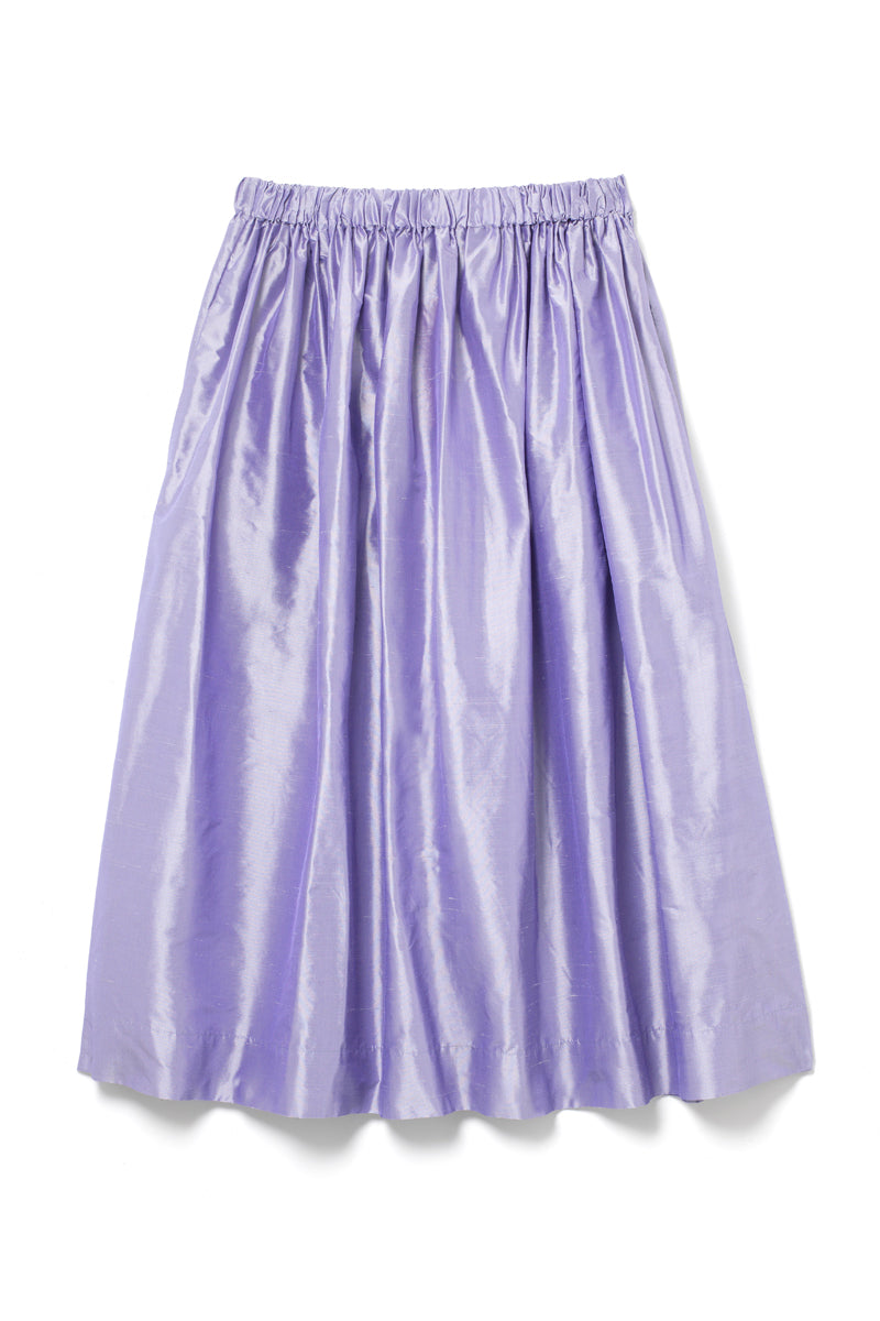 Tina Gathered Midi Skirt Silk Lilac