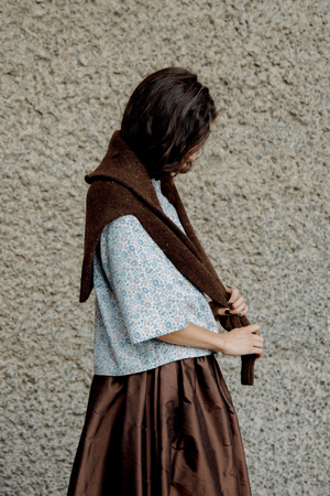 Tina Silk Gathered Midi Skirt NEW Chocolate