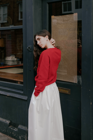 Tina Gathered Midi Skirt White