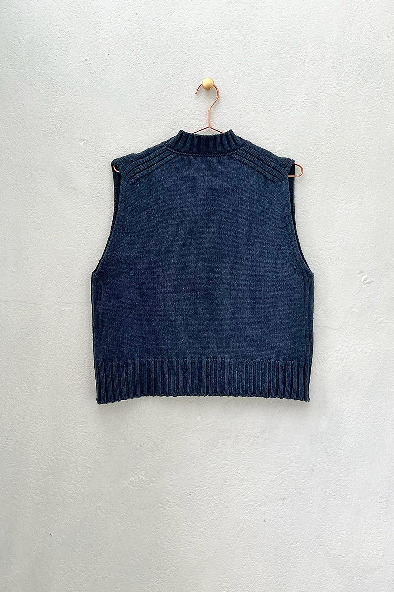 Raye Cotton Knitted Vest Navy