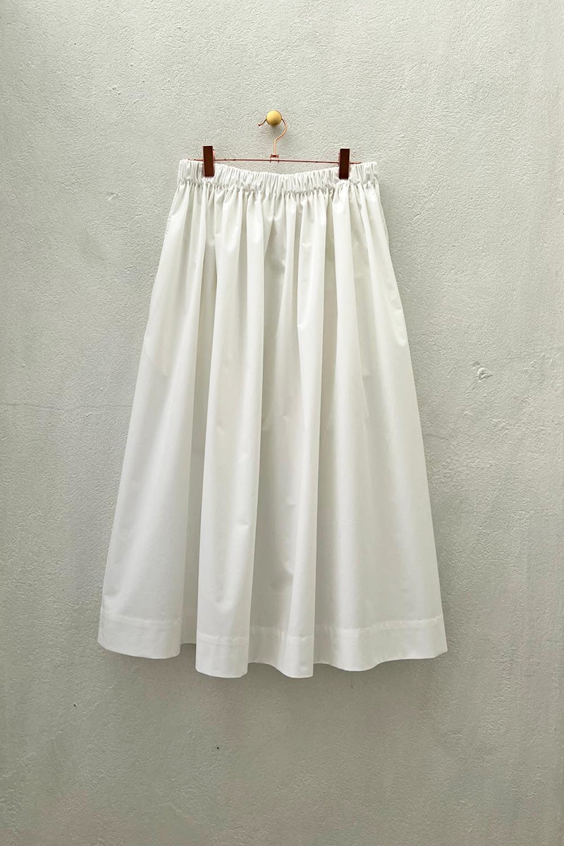Tina Gathered Midi Skirt White